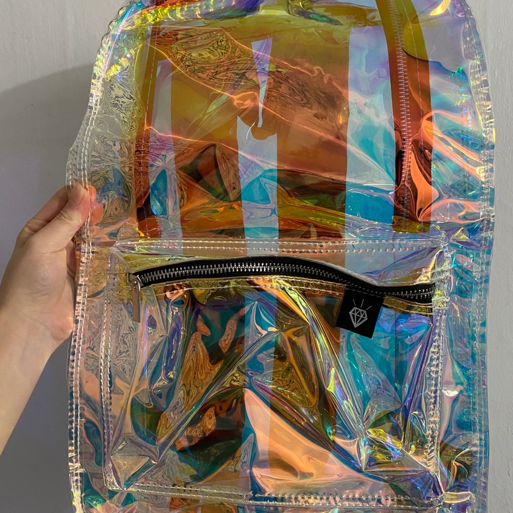 official euphoria iridescent holographic backpack